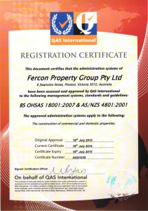 Occupational Health & Safety – AS/NZS 4801:2001 – Certificate No. AHS 1037 & AHS1039